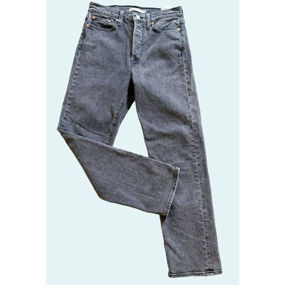 Levi's Denim - LEVI'S Wedgie Straight Hi Rise Button Fly Grey Black Jeans Size 28